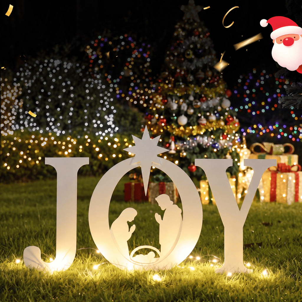 CONCETTA Outdoor JOY Christmas Nativity Decoration for Yard, Red White