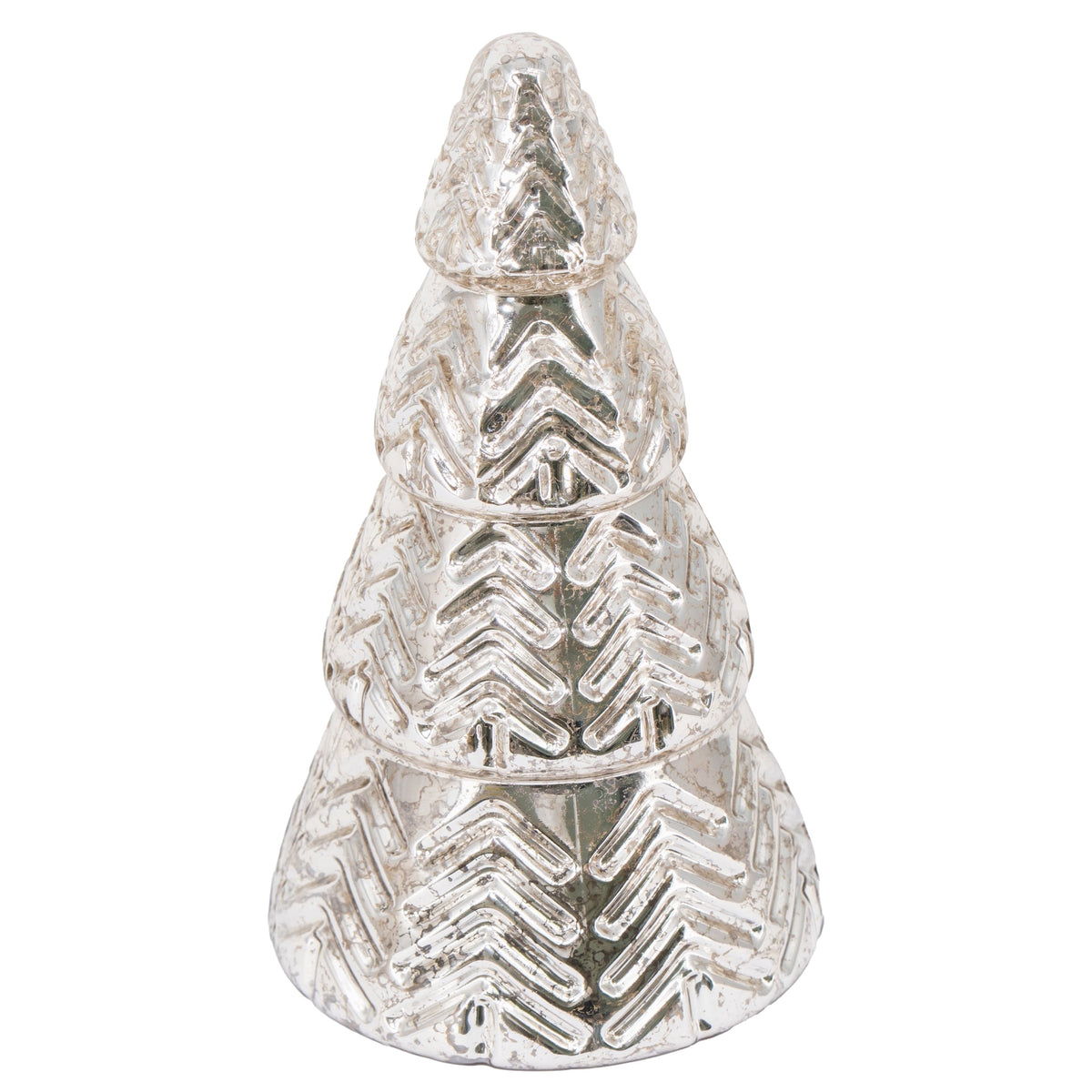 My Texas House Glass Tree Christmas Decoration, Silver, 9"