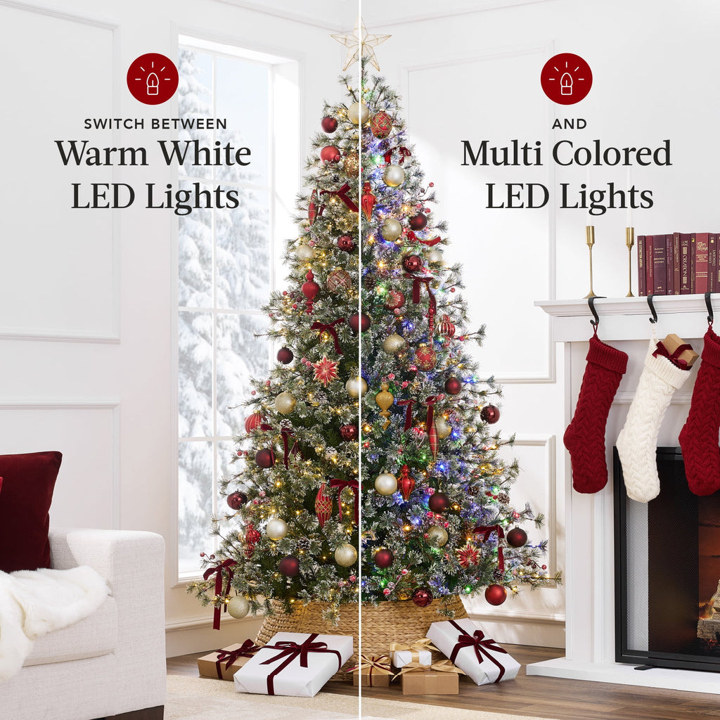 Best Choice Products 6ft Pre-Lit Cashmere Christmas Tree, Premium Semi-Flocked Pre-Decorated Artificial Holiday Decor
