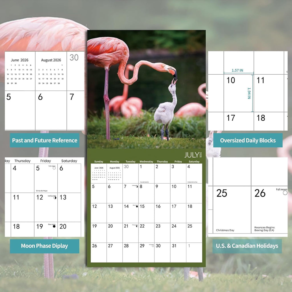 2026 Wall Calendar,Wolf Calendar 2025-2026,Wolf Monthly Wall Calendar, 12" x 24" Open,Family Planner Calendar with Wolf, Home & Office Organizer,Hangable