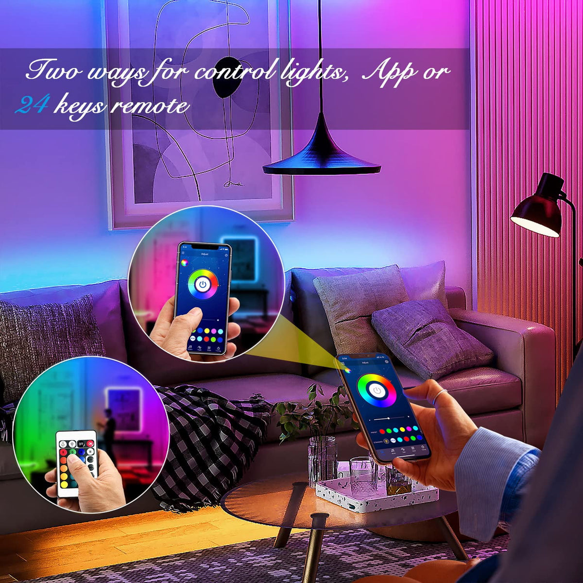 DAYBETTER Led Strip Lights 200ft,App and Remote Control,RGB Music Sync Color Changing LED Lights for Bedroom,Party,Home Decoration