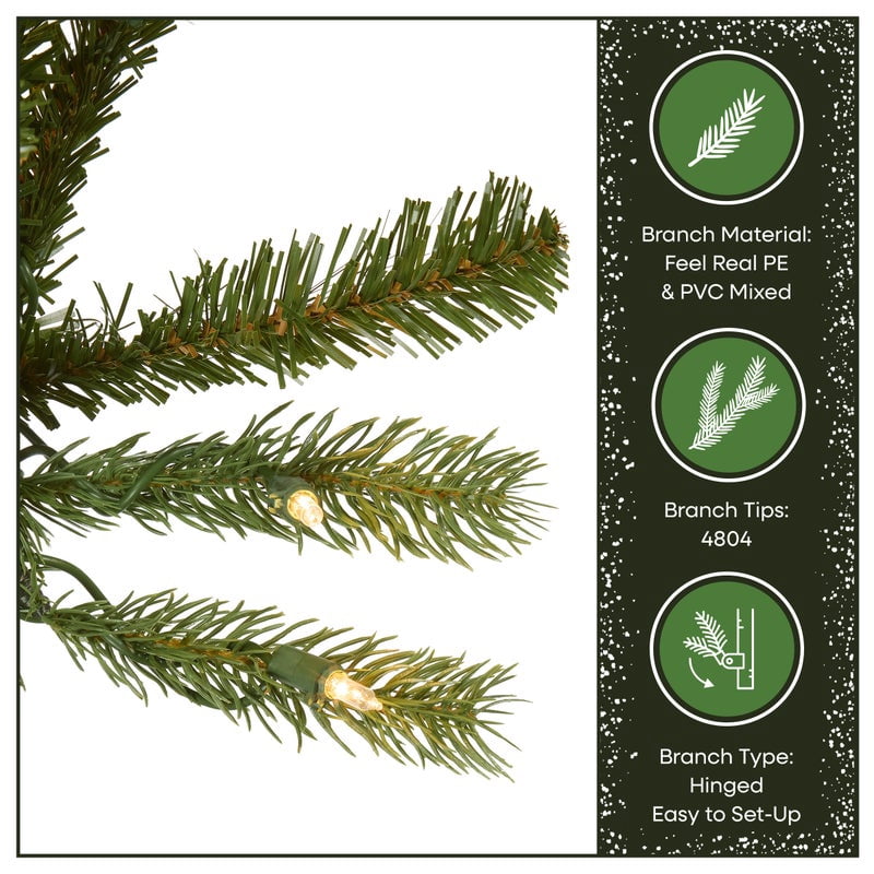 National Tree Company 9 ft. Pre-Lit Jersey Fraser Fir Full Artificial Christmas Tree, 1,500 Clear Lights, 4,804 Tips, Includes Stand, Green