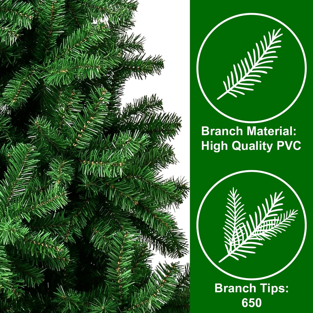 AGCAN Artificial Christmas Tree, 5ft Unlit Christmas Pine Tree with 350 Branch Tips, Xmas Tree with Metal Stand for Indoor Home Office Decor, Green
