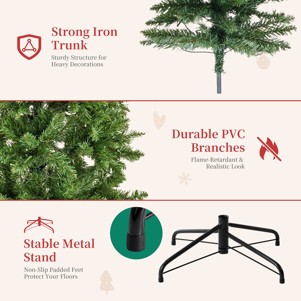 CONCETTA 6FT Pre-Lit Artificial Spruce Christmas Tree with Multicolor LED Lights, Realistic Indoor Home Holiday Decoration