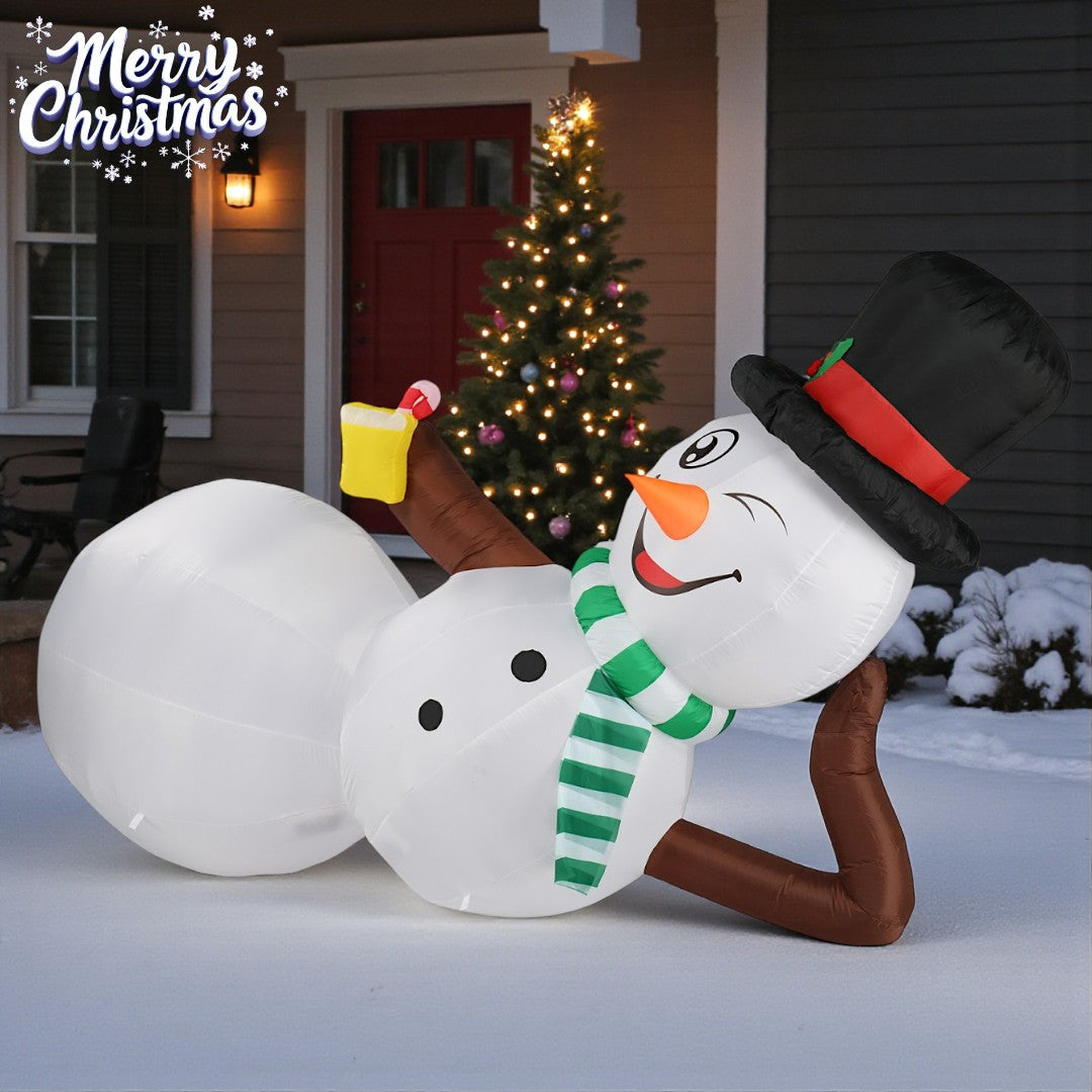 Tcbosik 12 FT Giant Christmas Inflatables Snowman Outdoor Yard Decorations, Blow up Snow Man with Black Hat, Built-in LED Light, Winter Outside Decor for Holiday Party Patio Garden Lawn