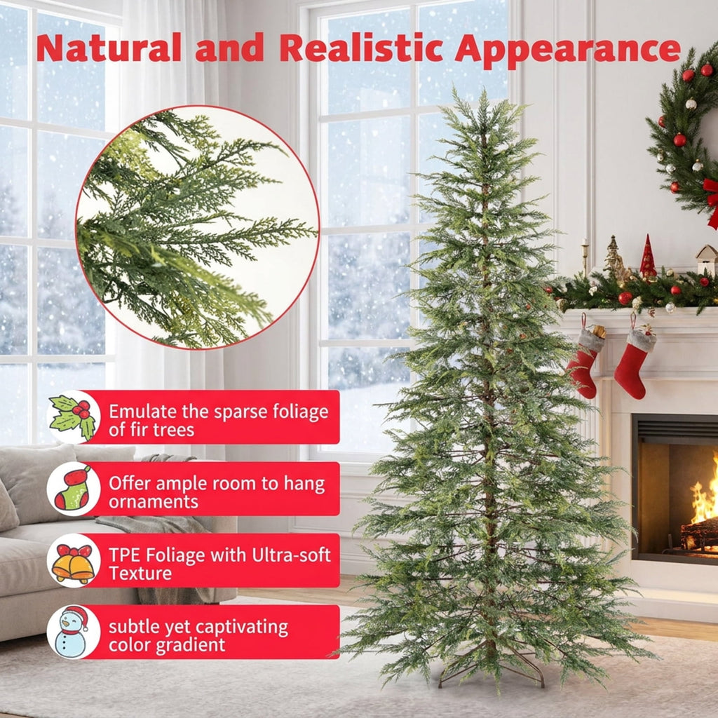 RUIE 7.5 FT Pre-Lit Christmas Tree, Artificial Xmas Tree with 500 Colorful LED Lights & 8 Modes