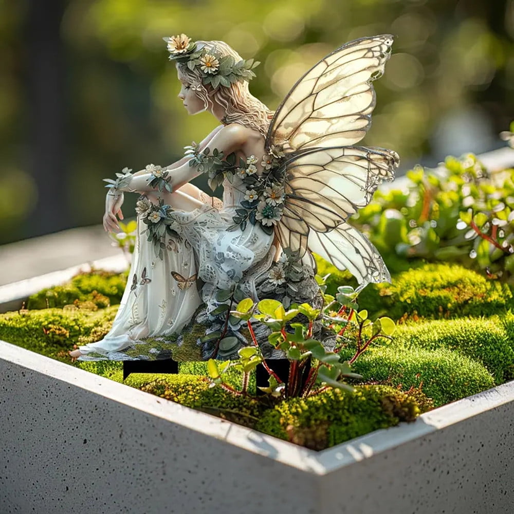 Nkmbld Clearance & Promo! Garden Ornaments, Garden Sculpture Acrylic Potted Plants and Courtyard Decorative Floor Tiles, Housewarming Ornament for Patio, Lawn, Yard, Pathway