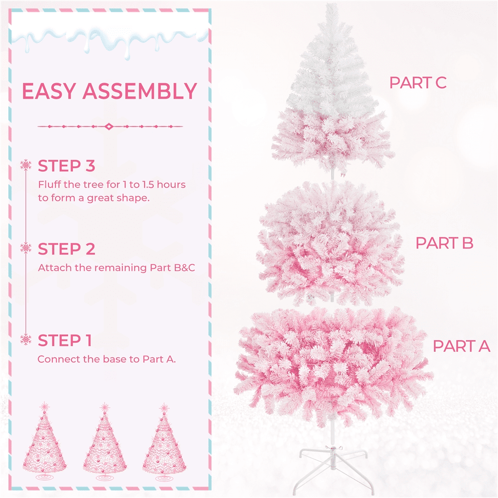 Alden Design 7.5 ft Pre-Lit Flocked Christmas Tree with Warm Lights, Frosted White