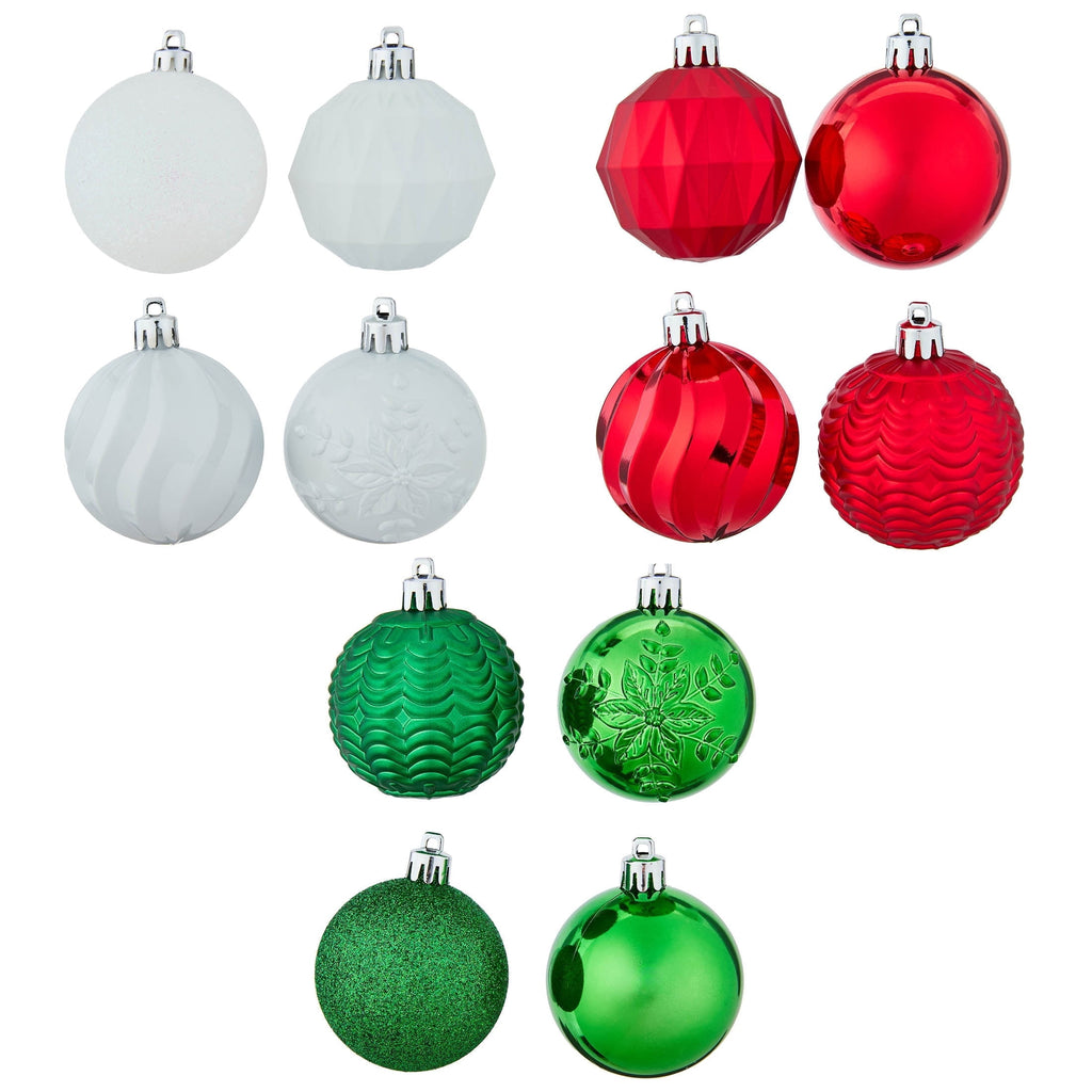 24-Count Red/Green/Gold Ball Shatterproof Christmas Ornaments, 2.8", by Holiday Time