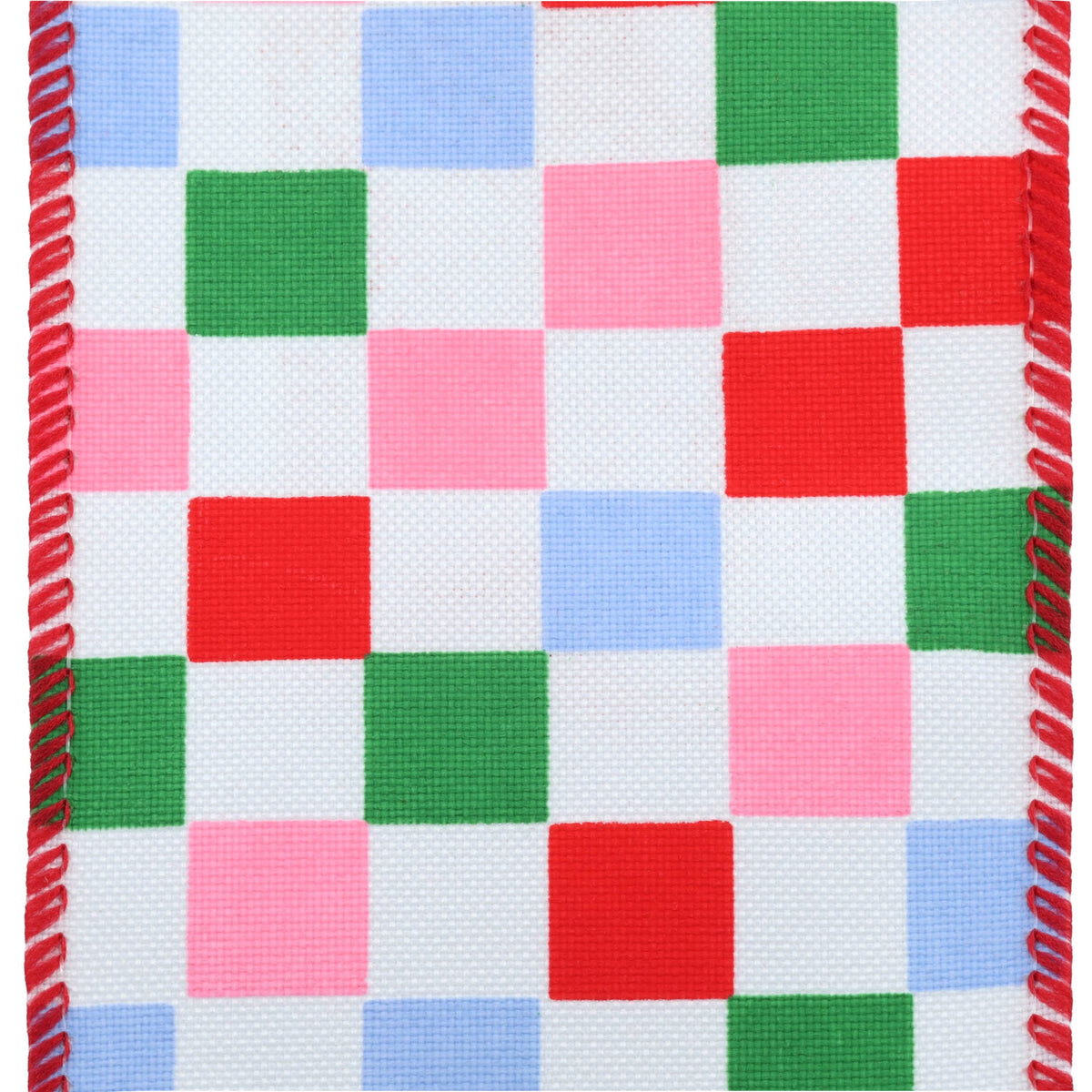 Multicolor Check Linen Christmas Ribbon, 2.5" x 40', by Holiday Time