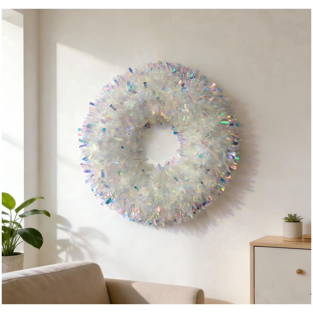 Tinsel Christmas Wreath, Iridescent, 20", by Holiday Time