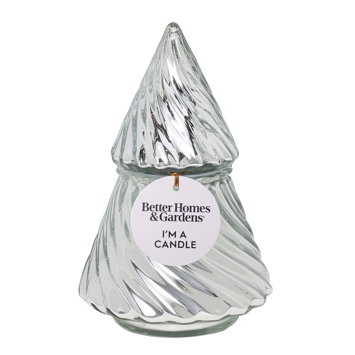 Better Homes & Gardens 1-Wick Glass Christmas Tree Candle, Silver Birch & Snow, 8 oz