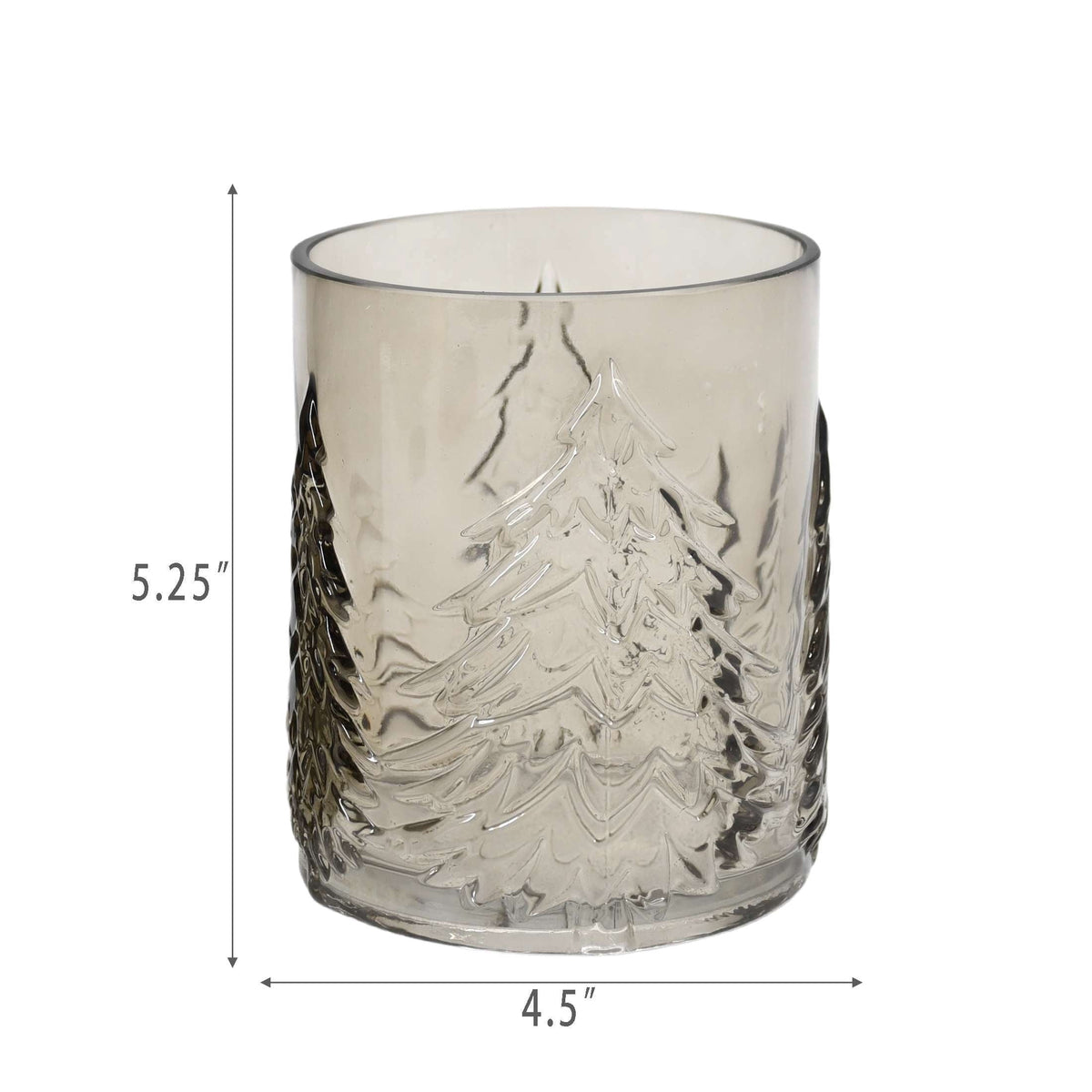 Small Brown Glass Tree Pattern Christmas Pillar Candle Holder, 5.3", by Holiday Time