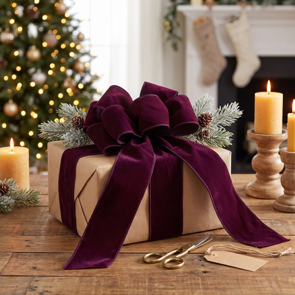Burgundy Velvet Christmas Ribbon, 2.5" x 25', by Holiday Time