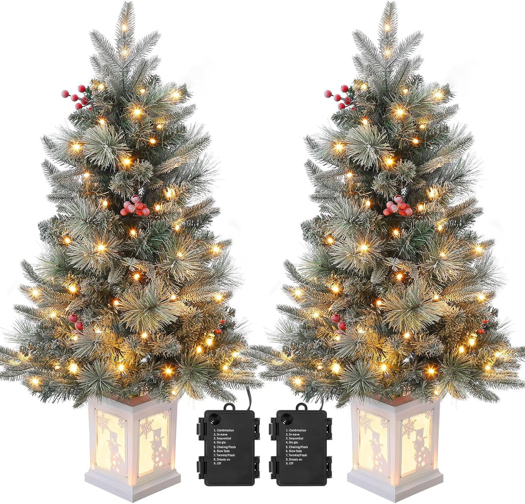 M optimized 3 Ft Prelit Christmas Tree with 8 Modes 78 Warm Lights, Artificial Christmas Trees Snow Flocked Small Christmas Tree, Xmas Tree Battery Operated Timer Function