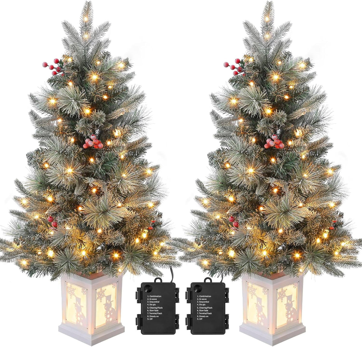 M optimized 3 Ft Prelit Christmas Tree with 8 Modes 78 Warm Lights, Artificial Christmas Trees Snow Flocked Small Christmas Tree, Xmas Tree Battery Operated Timer Function