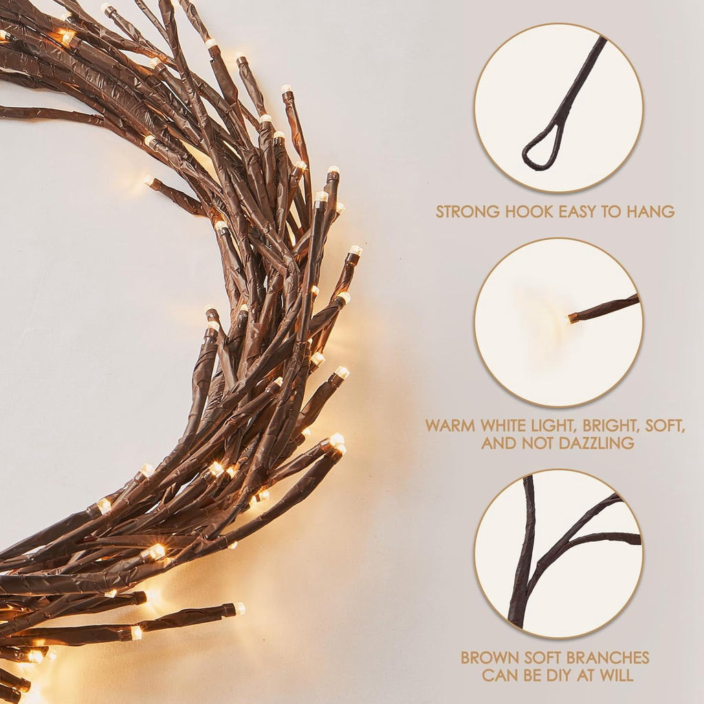 Twinkle Star 144 LED, 18 Branches Enchanted Willow Vine Lights, 7.5ft Plug-in Lights for Walls Bedroom Home Decor, 1 Pack