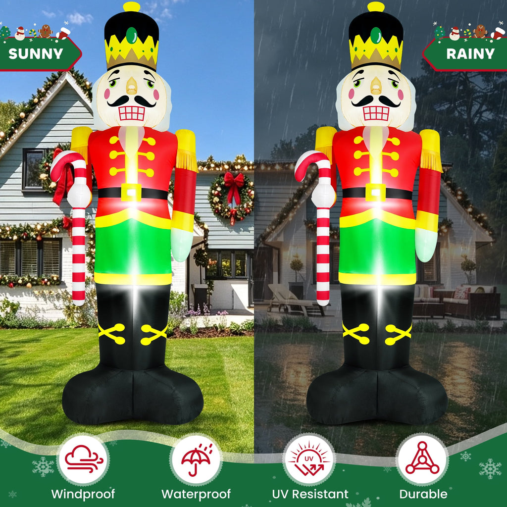 Yexmas 8FT Christmas Inflatable Nutcracker Soldier Blow Up Yard Decor with LED Light for Outdoor Christmas Party ,Garden and Lawn