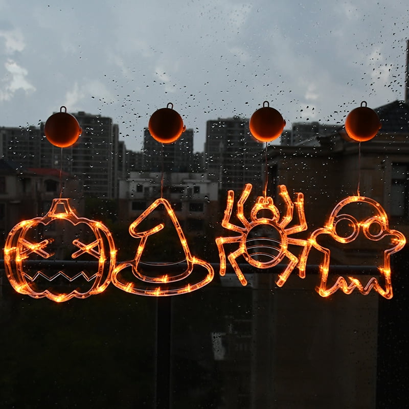 Halloween Window Lights Home Indoor LED Pumpkin Spider Ghost LED Sucker Lamp 2024 Halloween Party Hanging Decoration Kids Favors