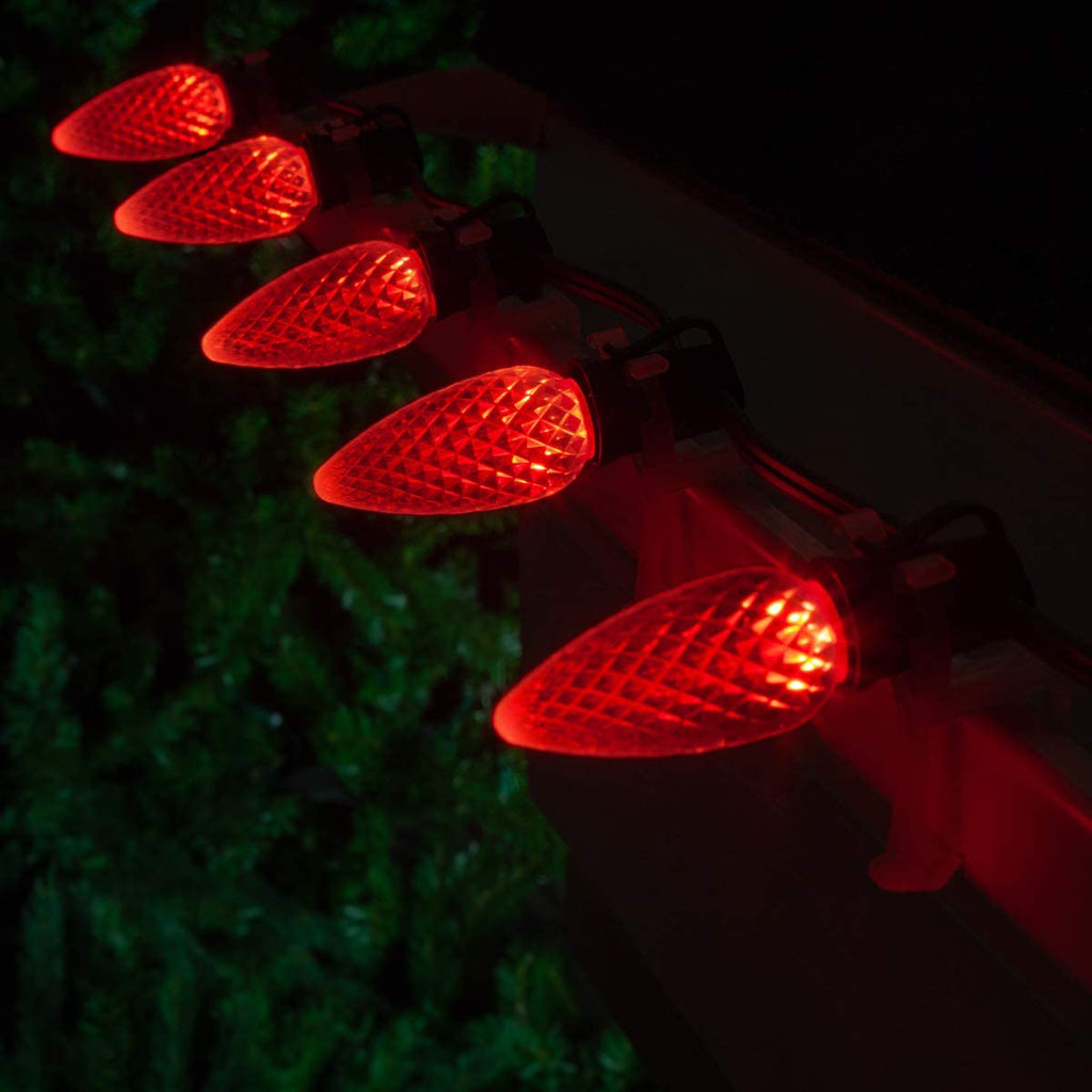 OptiCore C9 LED Red Christmas Lights, String Lights with Shatterproof Christmas Bulbs, 25 Lights, 25'