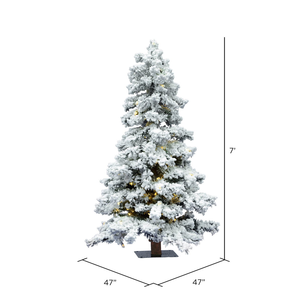 Vickerman 7' Flocked Spruce Artificial Christmas Tree, Warm White LED Lights