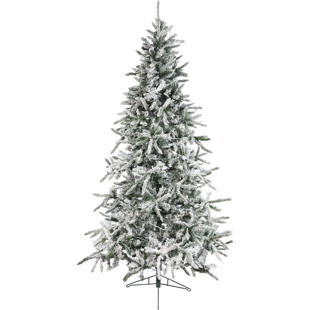 Fraser Hill Farm 6.5-Ft Flocked Mountain Pine Artificial Christmas Tree with Warm White LED Lights, FFMP065-5SN