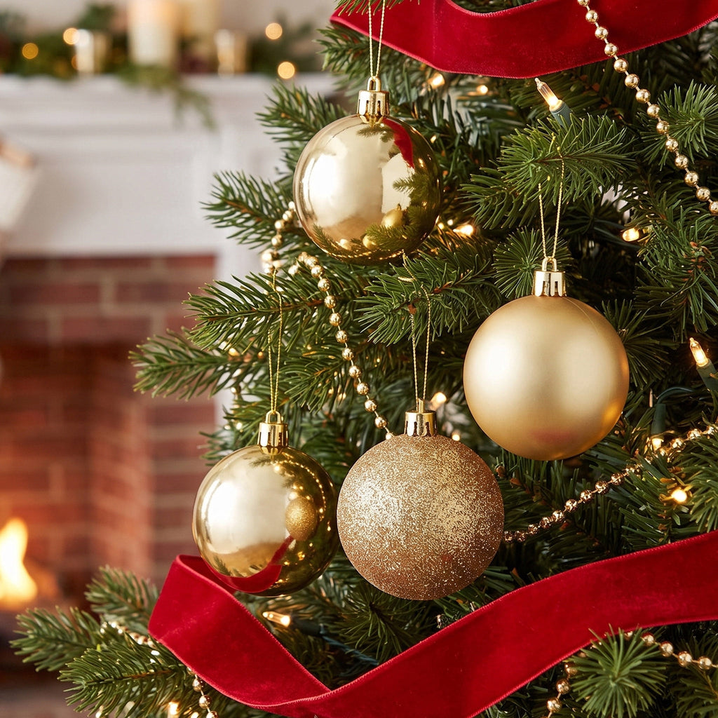 24-Count Red/Green/Gold Ball Shatterproof Christmas Ornaments, 2.8", by Holiday Time