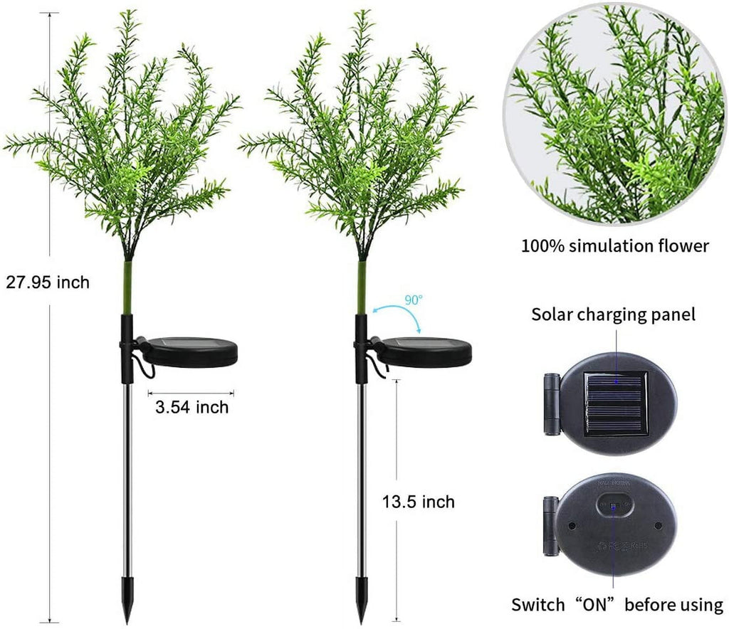 QiShi Solar Garden Lights Tree Outdoor Multi-Color Changing LED Stake Lights Flower for Garden, Patio, Yard and Decoration Solar Flickering Tree Lights (Tree,2 Pack)