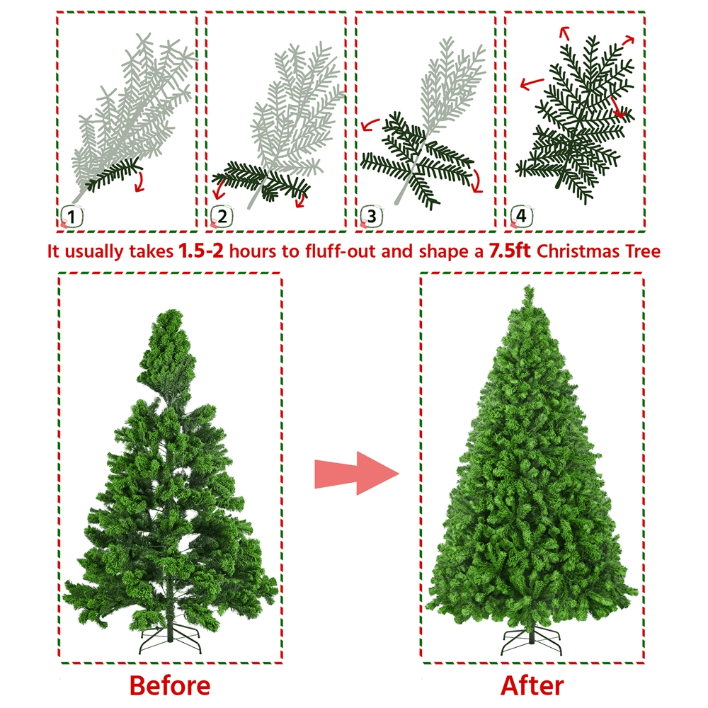 Alden Design 7.5 ft Pre-Lit Flocked Christmas Tree with Warm Lights, Frosted White