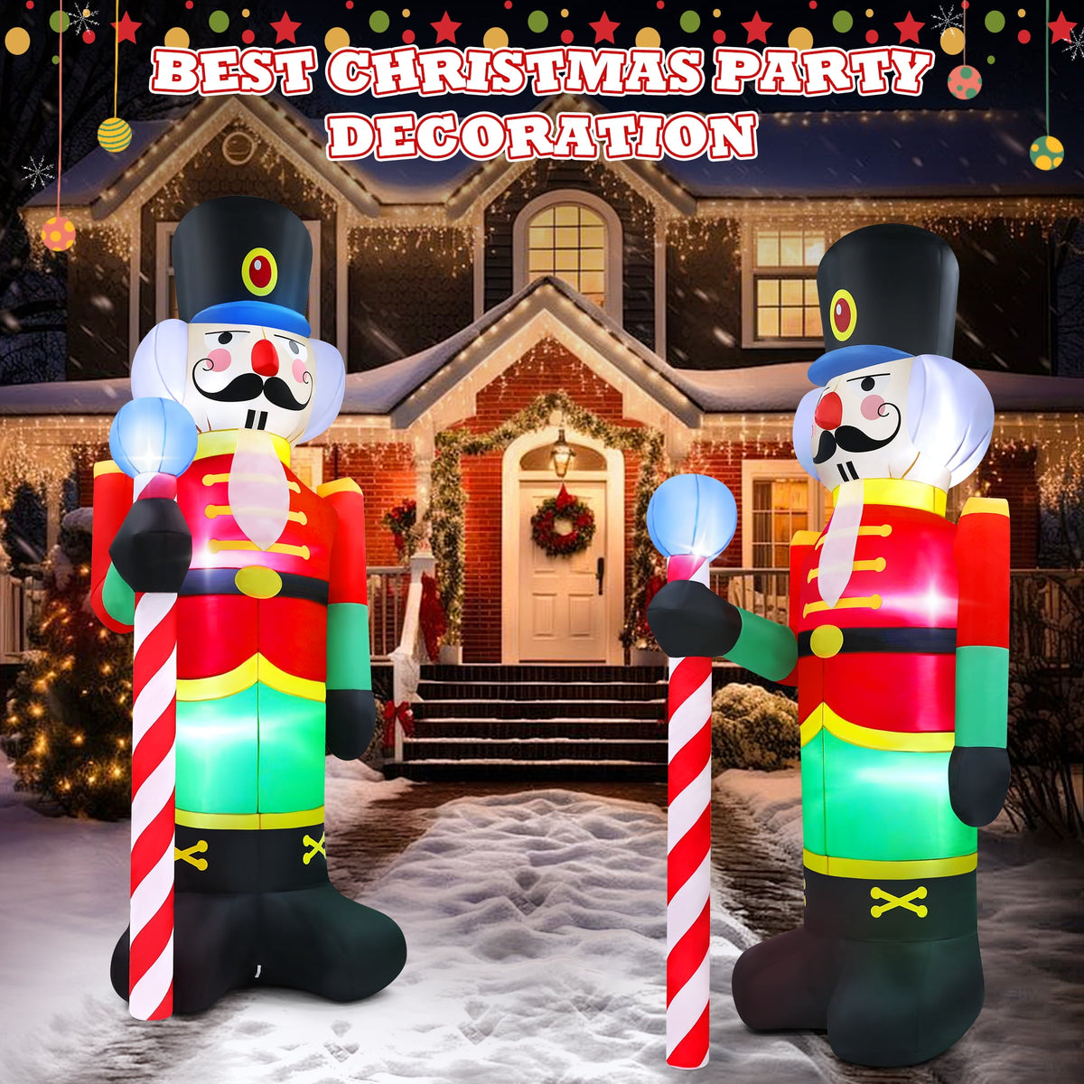 Yexmas 8FT Christmas Inflatable Nutcracker Soldier Blow Up Yard Decor with LED Light for Outdoor Christmas Party ,Garden and Lawn