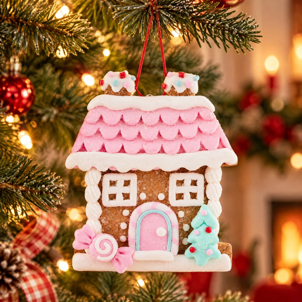 Multicolor Clay Dough Gingerbread House Christmas Ornament, 4", by Holiday Time
