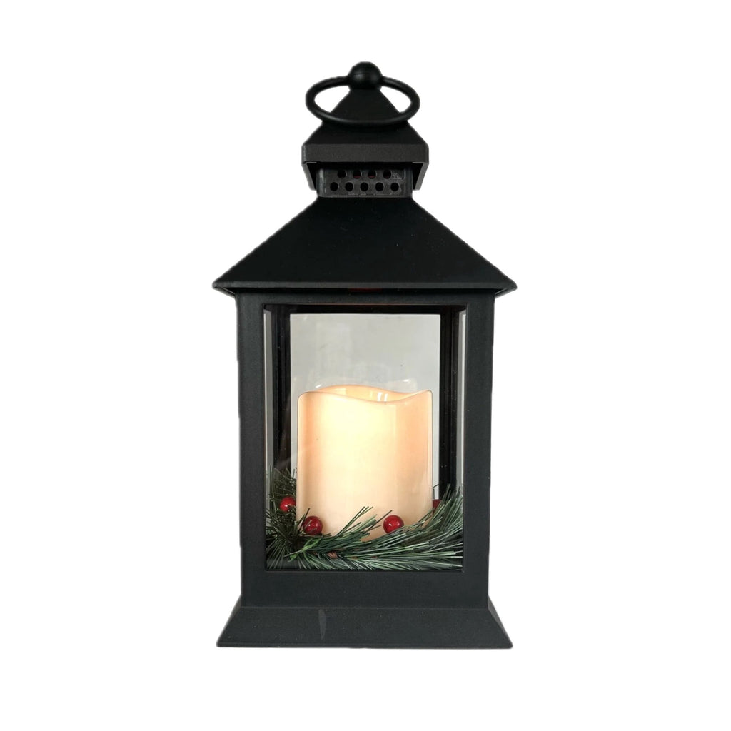 Light-Up Flameless Candle Lantern Christmas Decoration, Black, 9", by Holiday Time