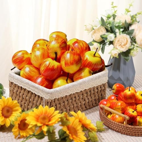 30 Pcs Mini Artificial Apples, Fake Little Pink Apple Mini Fruits Realistic Lifelike Simulation Apples for Home Party Christmas Tree Decor Apples Photography Props