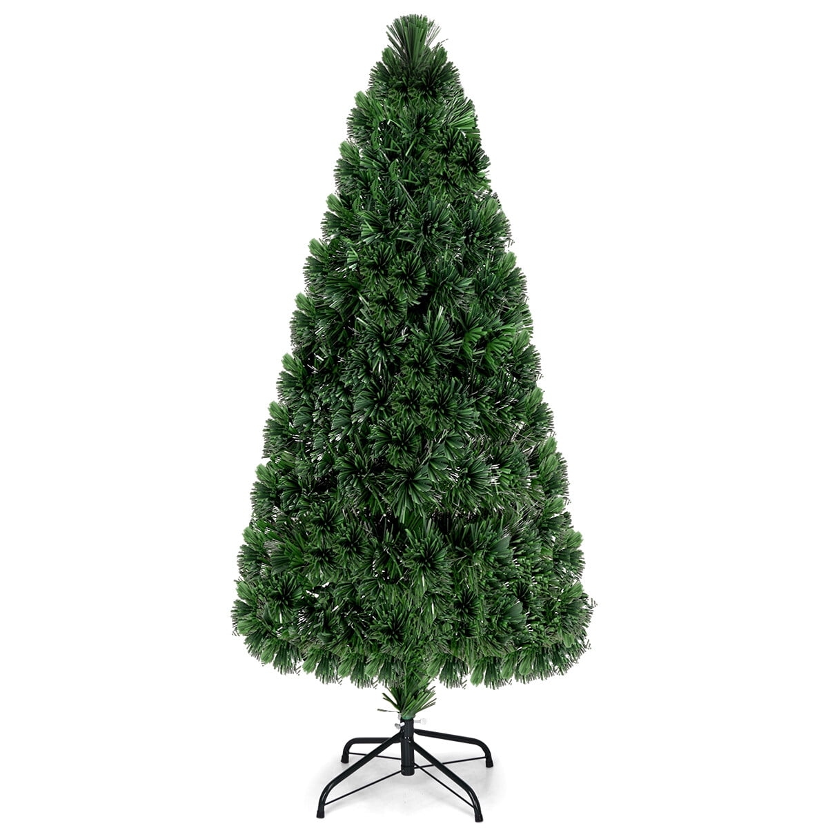 Costway 6Ft Pre-Lit Fiber Optic PVC Christmas Tree Metal Holiday
