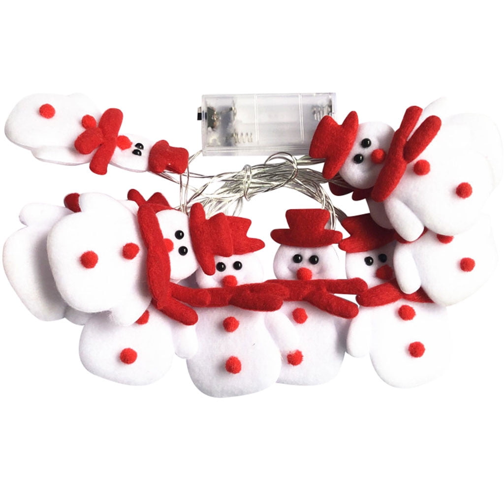 Tiitstoy Christmas Snowman String Lights, 10 LED 5.1ft Waterproof Light Up String Lights, Short Plush Lights for Christmas Decorations Christmas Tree Holiday Party Decoration