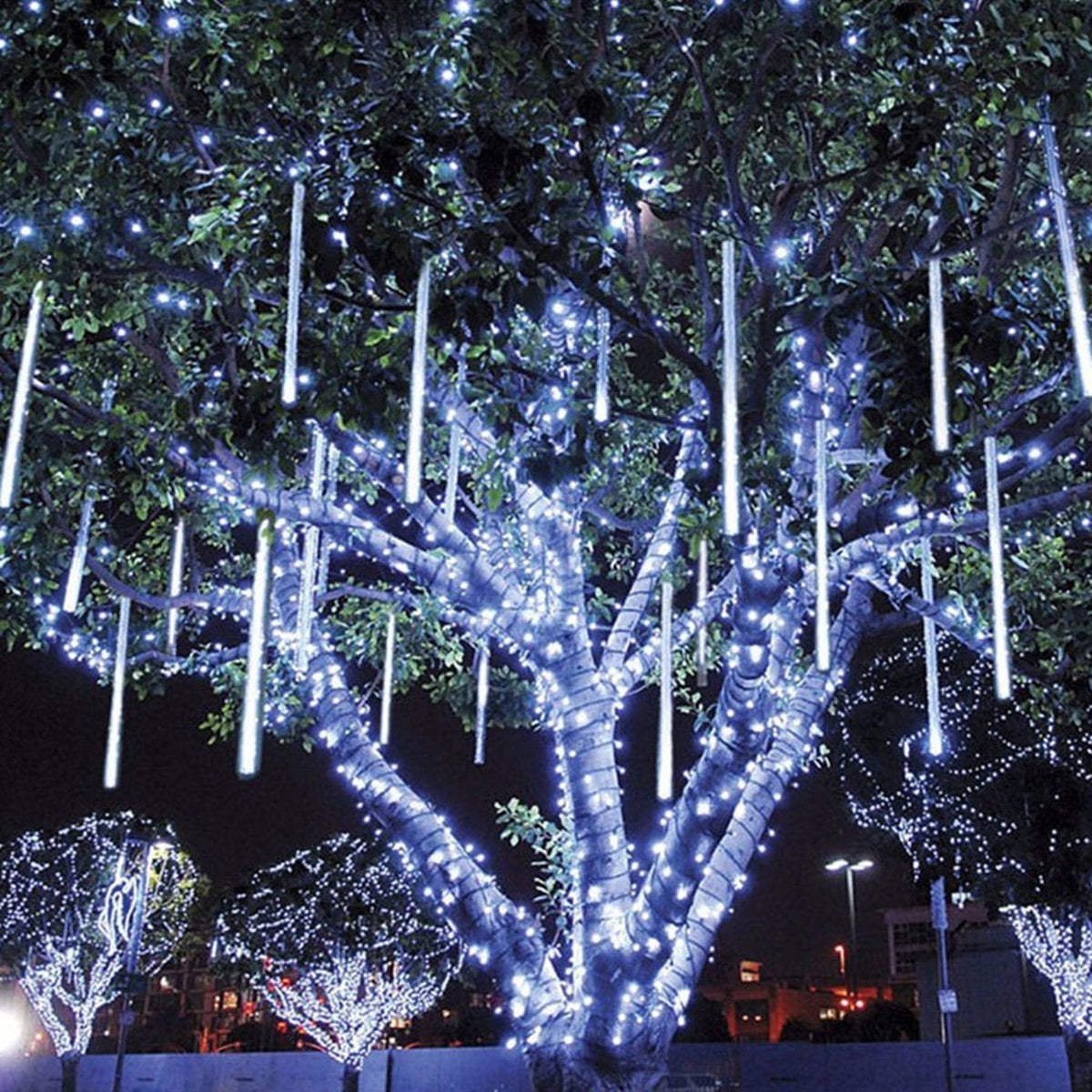Rirool 20-Inch Blue Meteor Shower Lights, 10 Tubes 540 LED Cascading Falling Rain Christmas String Lights, IP65 Outdoor Plug-In Decor for Trees, Roof, Patio, Wedding and Holiday Display, 1 Set