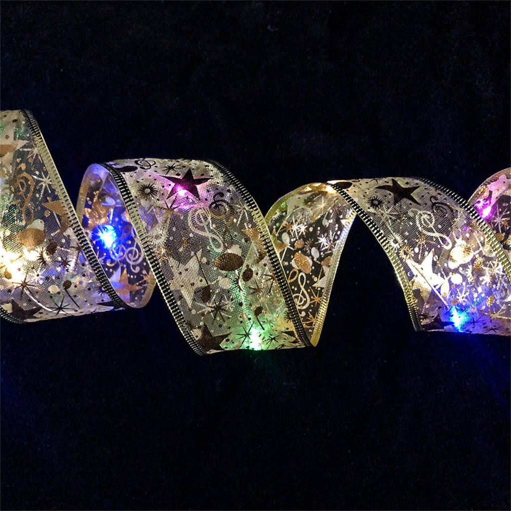 Christmas Tree Lights,Bouanq 6.5 FT 20 LED Ribbon Christmas Lights,Christmas Decorations Christmas Lights Tree Ornaments DIY Lace Bow LED Strip lights Decoration for Xmas Party Outdoor Hanging