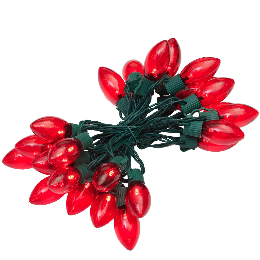 Indoor/Outdoor 25-Count LED Ultra Bright C9 Christmas String Lights, Warm White, Green Wire, 14', by Holiday Time