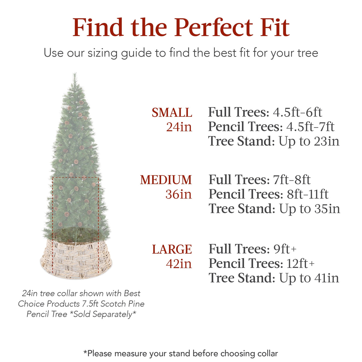 Best Choice Products 42in Basket Woven Hyacinth Christmas Tree Collar, Tree Skirt Accessory w/ Cord Cut-Out - Chestnut