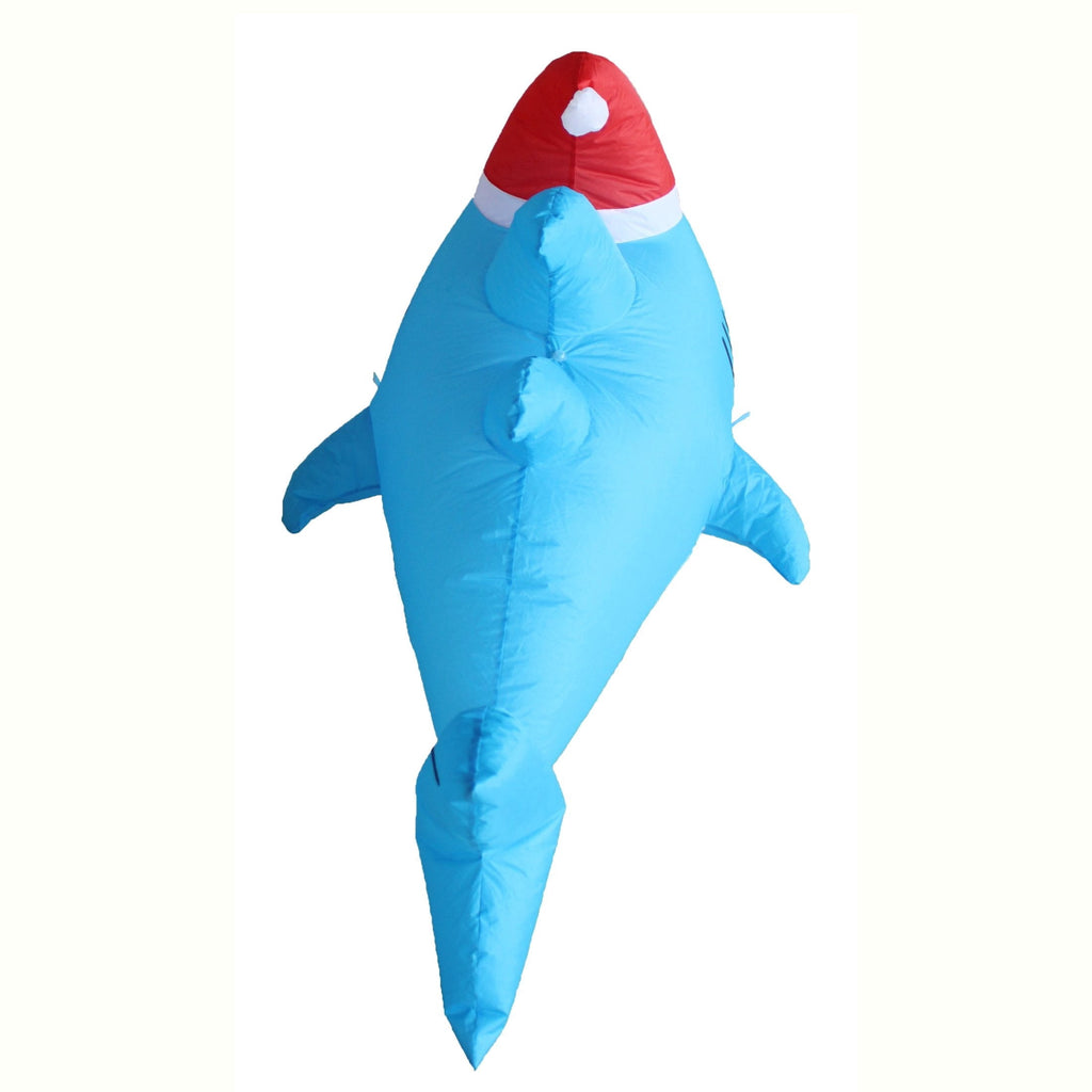 Blue/White/Red Shark Christmas Airblown Yard Inflatable, 4', by Holiday Time
