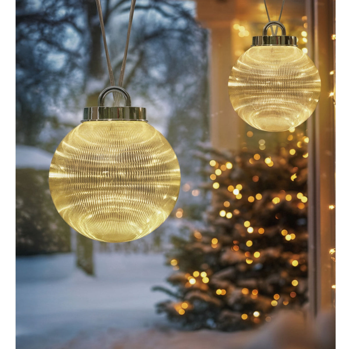 Indoor/Outdoor Giant LED Ornament Christmas Lights with 50 LED Lights, Warm White, Set of 2, by Holiday Time