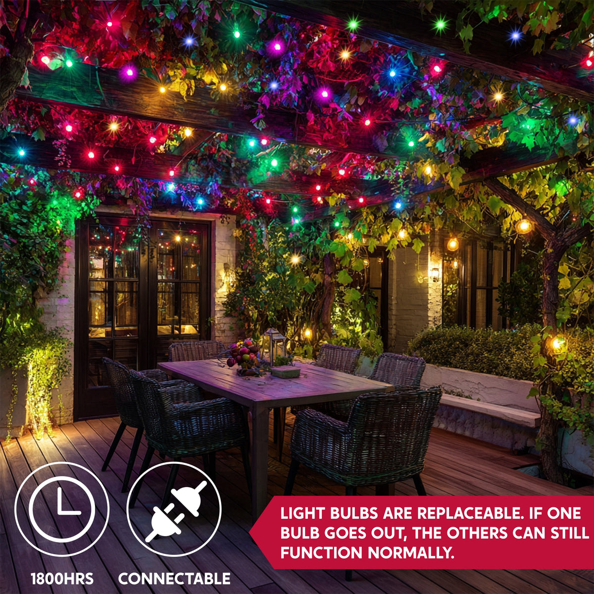Joyfy Multicolor Christmas Lights,21.4ft 100 Count Multicolor Christmas String Lights,Connectable Green Wire Xmas Tree Lights for Indoor Outdoor Christmas Decorations Holiday Party Decor