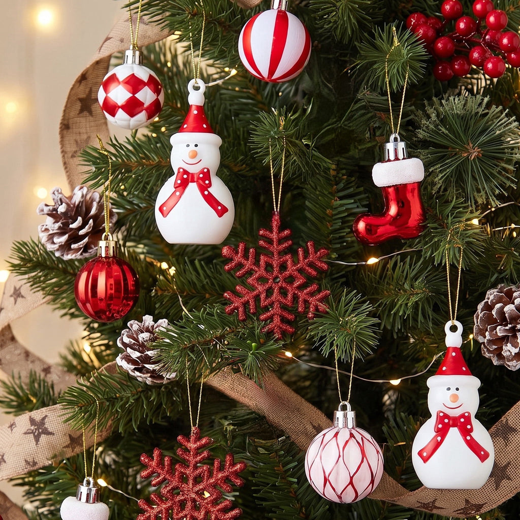 24-Count Red and White Mini Christmas Ornaments, by Holiday Time