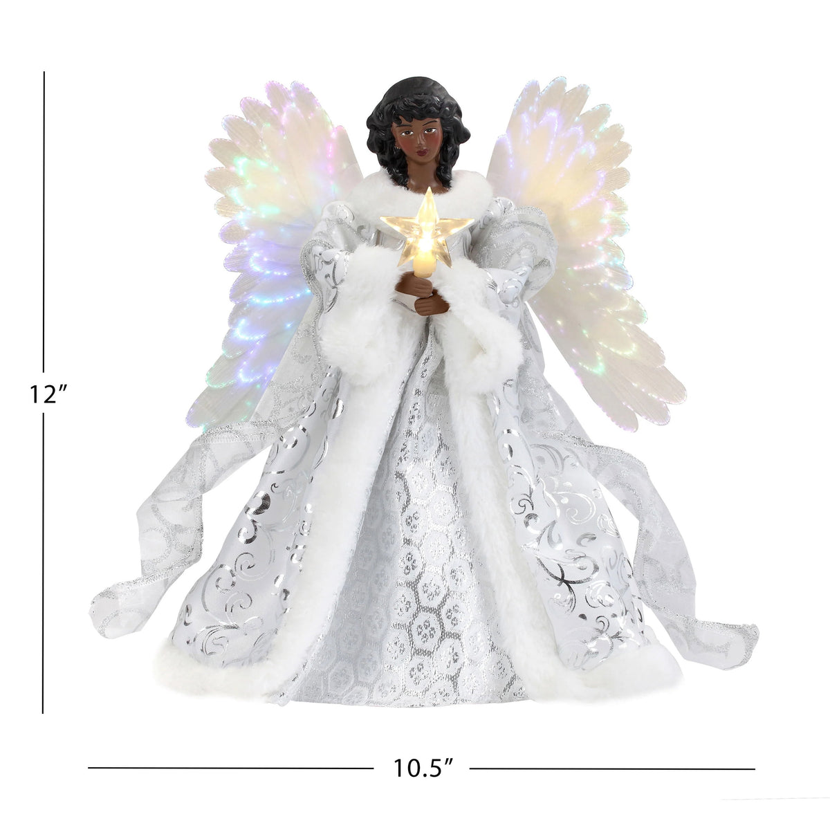 Mr. Christmas 12 in. Fiber-Optic Animated Tree Topper - Black Angel
