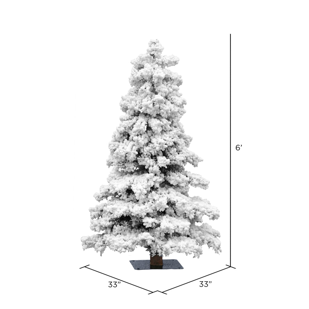 Vickerman 7' Flocked Spruce Artificial Christmas Tree, Warm White LED Lights