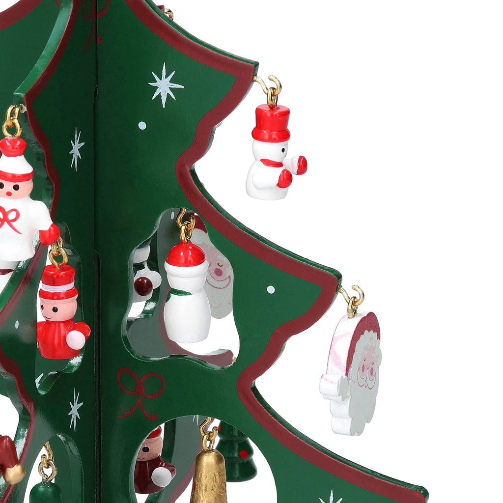 Mini Wood Tree with Ornaments Christmas Decoration, Multicolor, 9", by Holiday Time