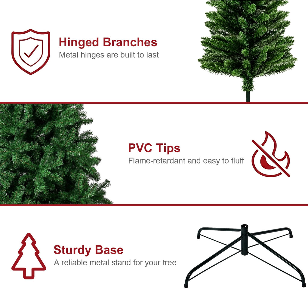 AGCAN Artificial Christmas Tree, 5ft Unlit Christmas Pine Tree with 350 Branch Tips, Xmas Tree with Metal Stand for Indoor Home Office Decor, Green