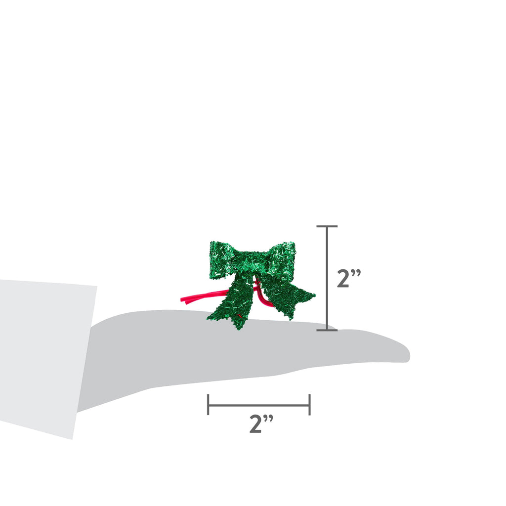4-Count Red and Green Tinsel Bow Mini Christmas Ornaments, 2", by Holiday Time