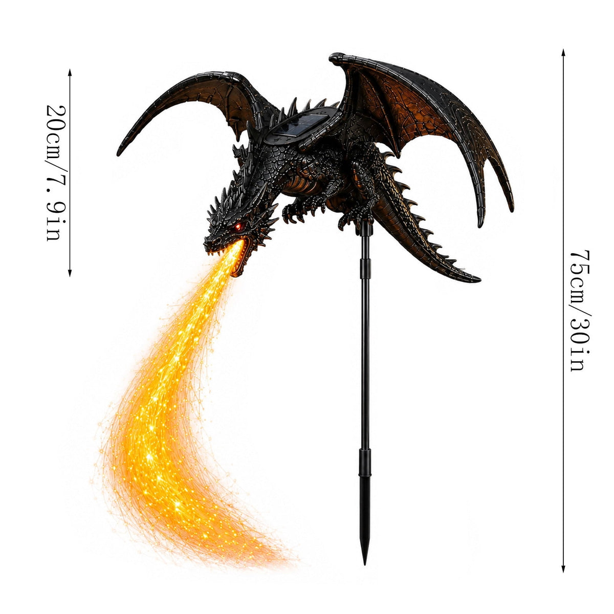 Solar Dragon Breathing Fire Garden Light, IP65 Waterproof Flying Dragon Flame Stake Light for Pathway,Lawn,Patio and Yard Decor