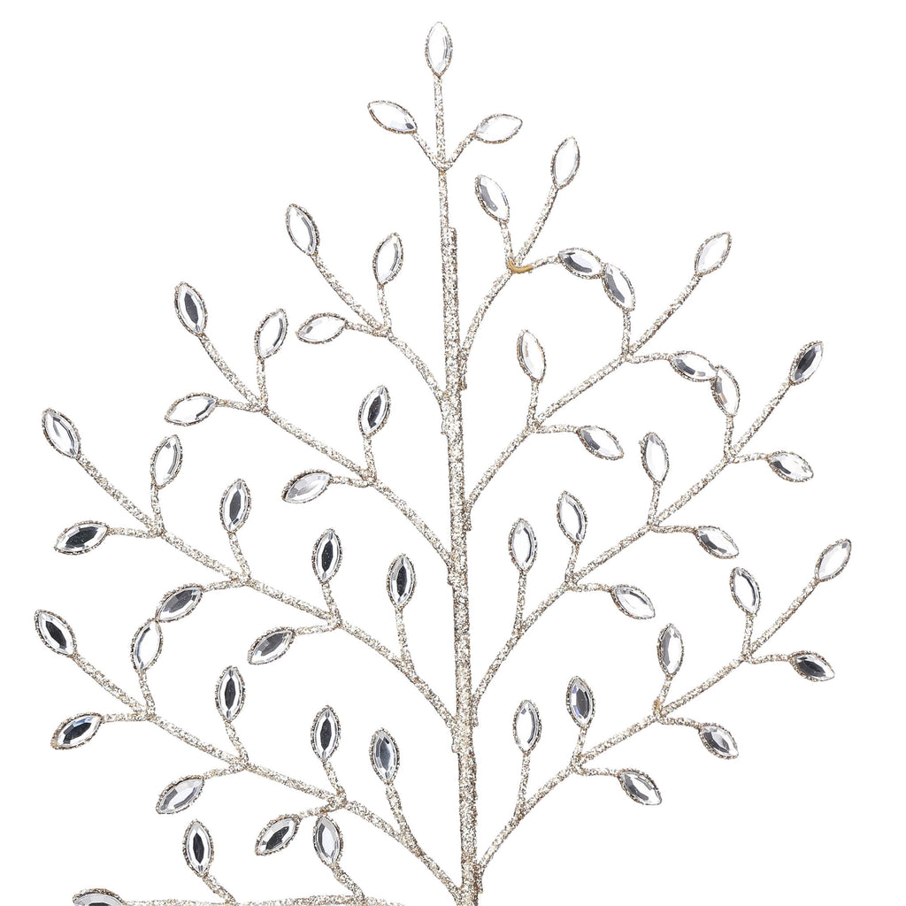 Champagne Gold Glitter and Gem Branch Decorative Christmas Pick, 18", by Holiday Time